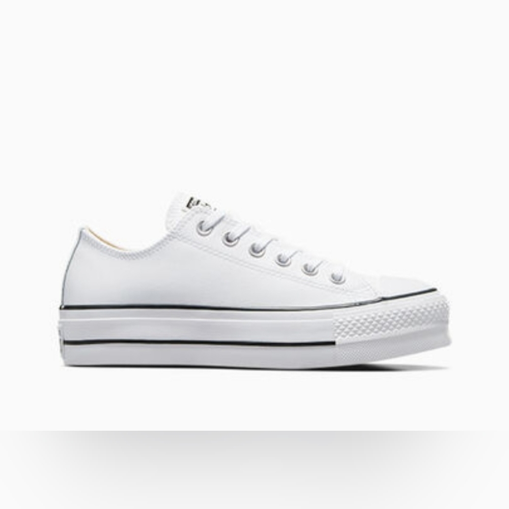 Converse women's 9.5  white leather platform sneakers